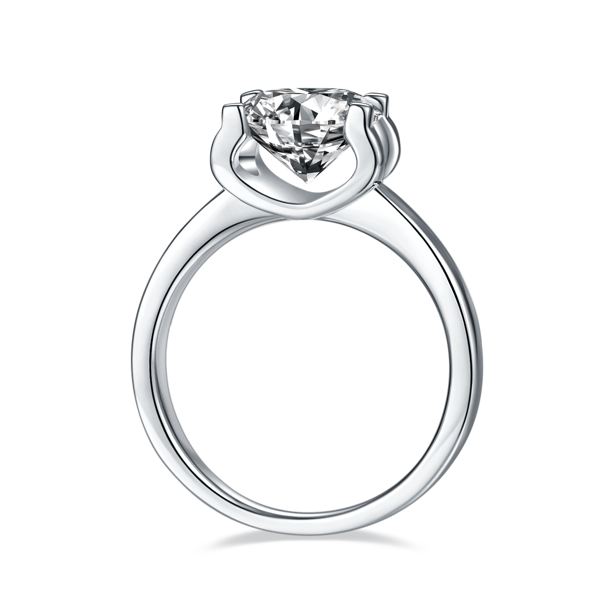 Classic Bullhead S925 Silver Plated Platinum Moissanite Diamond Women's Ring 3.0 Carat D-Class